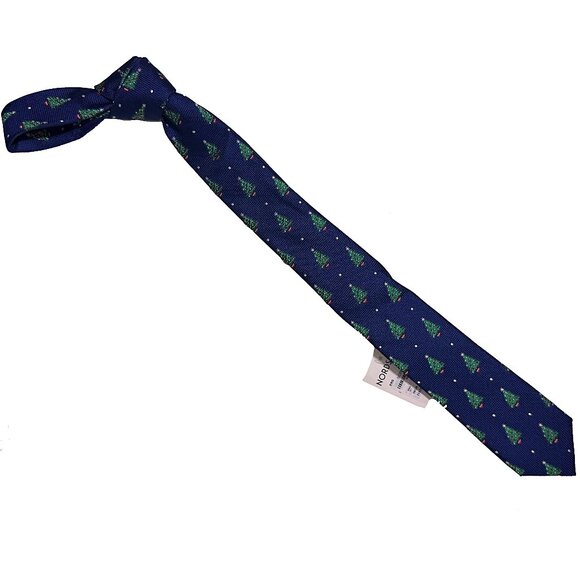 Nordstrom Boys Fun Christmas Party Holiday Navy Necktie Slim 50" Playful Tie - Picture 2 of 7